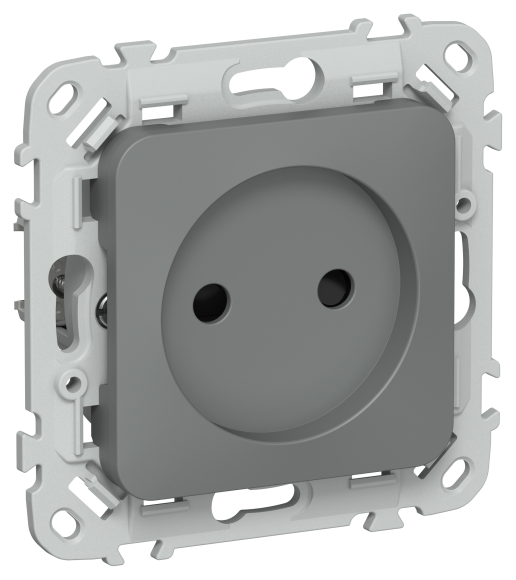 IEK FLITE Розетка без заземления с защитными шторками 10А РСш01-0-ФлМА мокрый асфальт IEK, FI-R13-10-K80