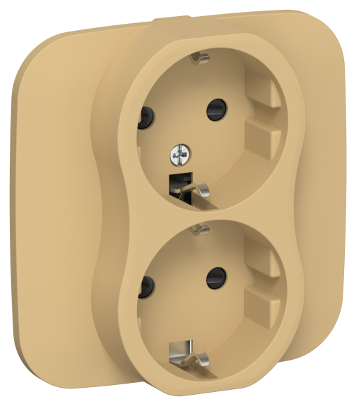 IEK FLITE Розетка 2-местная с заземлением с защитными шторками безвинтовое крепление 16А РСш12-1-А-ФлШм шамуа IEK, FI-R24A-16-1-K89