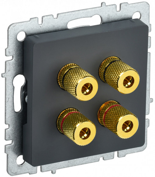 IEK BRITE Аудиорозетка 4-местная РА10-БрГ графит IEK, BR-S40-K53