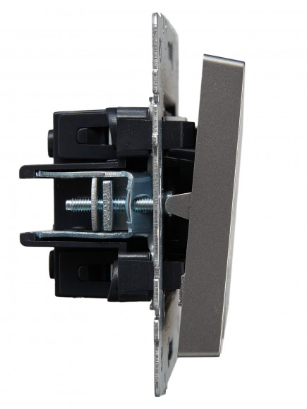 IEK BRITE Выключатель 2-клавишный с индикацией 10А ВС10-2-1-БрС сталь , BR-V20-1-10-K46