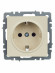 IEK BRITE Розетка 1-местная с заземлением с защитными шторками 16А РС14-1-0-БрКр бежевый , BR-R14-16-K10