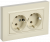 IEK BRITE Розетка 2-местная с заземлением без защитных шторок плоская 16А в сборе РСПл12-3-БрКр бежевый , BR-R27-16-K10-F