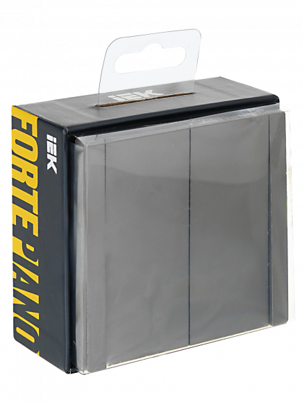 IEK FORTE&PIANO Выключатель 2-клавишный проходной с индикацией 10А FP508 сталь , FP-V22-1-10-1-K46