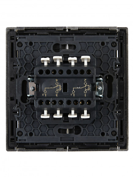 IEK FORTE&PIANO Выключатель 2-клавишный проходной с индикацией 10А FP508 сталь , FP-V22-1-10-1-K46