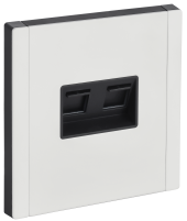 FORTE&PIANO Розетка компьютерная двойная RJ45 кат.5E FP233M металл белый IEK, FP-K20-1-M-K01