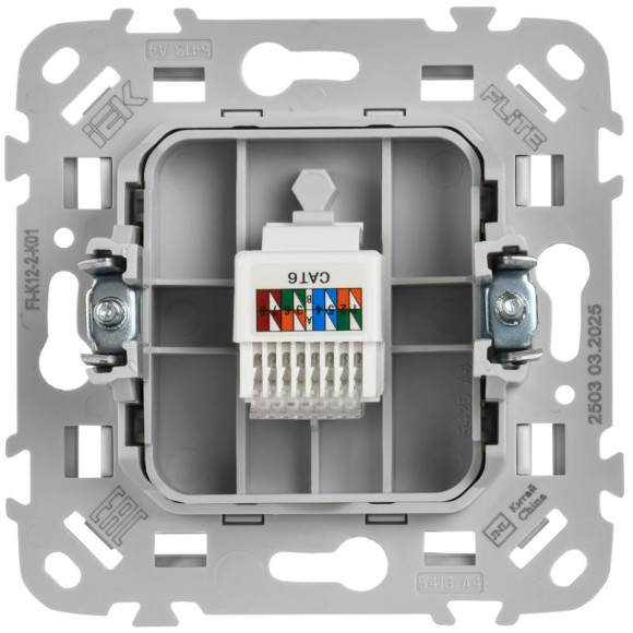 IEK FLITE Розетка компьютерная RJ45 категория 6 UTP РК6-1-0-ФлБ белый IEK, FI-K12-2-K01