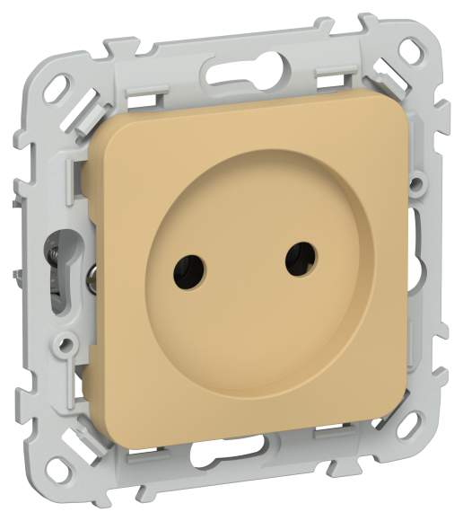 IEK FLITE Розетка без заземления без защитных шторок безвинтовое крепление 10А РС01-1-ФлШм шамуа IEK, FI-R10-10-1-K89