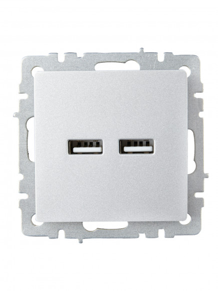 IEK BRITE Розетка USB A+A 5В 3,1А РЮ10-1-БрА алюминий , BR-U21-D31-K47