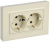 IEK BRITE Розетка 2-местная с заземлением с защитными шторками плоская 16А в сборе РСшПл12-3-БрКр бежевый , BR-R28-16-K10-F