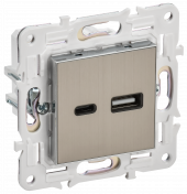 SKANDY Розетка USB A+C 3,1А SK-R14N металл никель , SK-U22-D31-K50