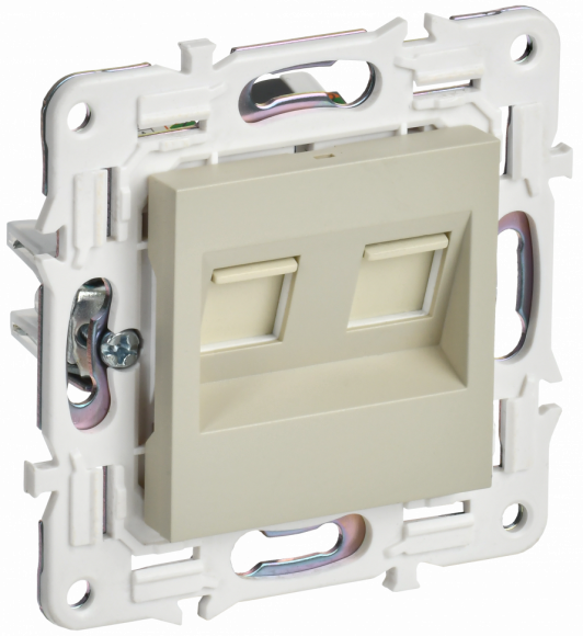 IEK SKANDY Розетка компьютерная двойная RJ45 кат.6 SK-K04B бежевый IEK, SK-K20-2-K10