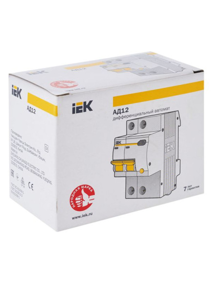 IEK KARAT Дифференциальный автомат АД12 2P 32А 30мА тип AC IEK, MAD10-2-032-C-030