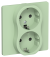 IEK FLITE Розетка 2-местная с заземлением с защитными шторками безвинтовое крепление 16А РСш12-1-К-ФлФ фисташковый IEK, FI-R24C-16-1-K93