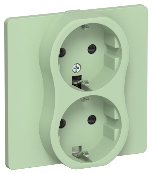 IEK FLITE Розетка 2-местная с заземлением с защитными шторками безвинтовое крепление 16А РСш12-1-К-ФлФ фисташковый IEK, FI-R24C-16-1-K93