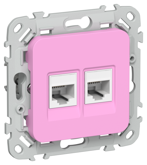 IEK FLITE Розетка 2-местная RJ45/RJ11 категория 5Е/3 UTP РКТ5е/3-2-0-ФлПр пурпурный IEK, FI-KT22-1-K99