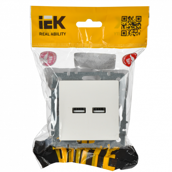 IEK BRITE Розетка USB A+A 5В 3,1А РЮ10-1-БрБ белый , BR-U21-D31-K01