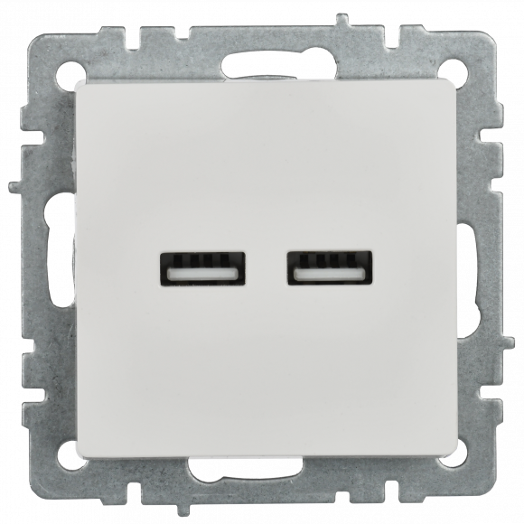 IEK BRITE Розетка USB A+A 5В 3,1А РЮ10-1-БрБ белый , BR-U21-D31-K01