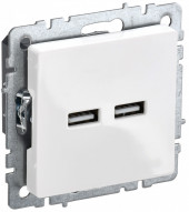 BRITE Розетка USB A+A 5В 3,1А РЮ10-1-БрБ белый IEK, BR-U21-D31-K01