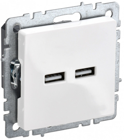 IEK BRITE Розетка USB A+A 5В 3,1А РЮ10-1-БрБ белый IEK, BR-U21-D31-K01