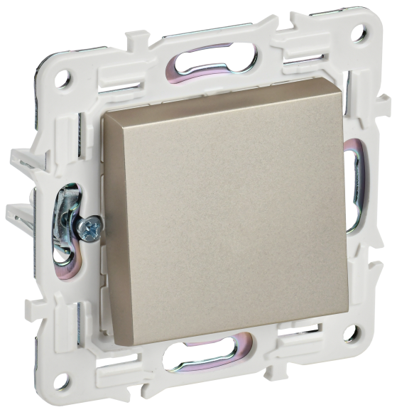 IEK SKANDY Выключатель 1-клавишный кнопочный 10А SK-V14Sh шампань , SK-V17-0-10-K37