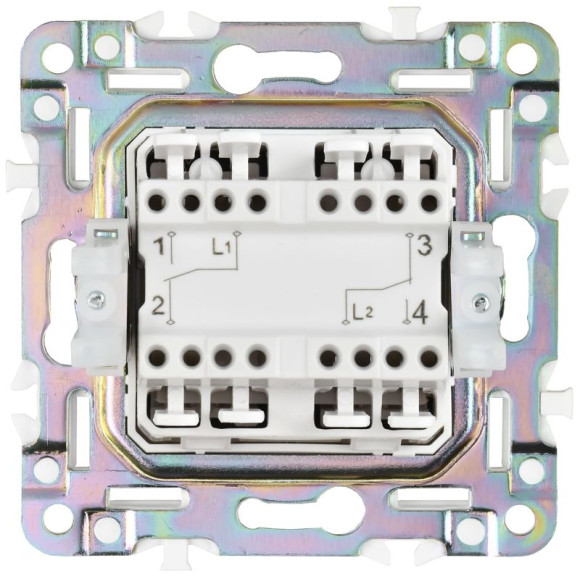 IEK SKANDY Выключатель 2-клавишный проходной 10А SK-V05N металл никель , SK-V22-0-10-K50