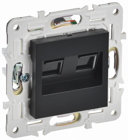 IEK SKANDY Розетка компьютерная двойная RJ45 кат.6 SK-K04Bl черный IEK, SK-K20-2-K02