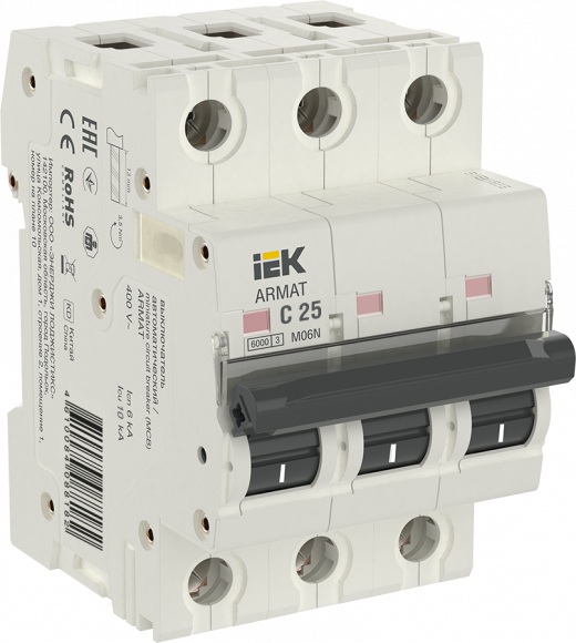 IEK ARMAT Автоматический выключатель M06N 3P C 25А IEK, AR-M06N-3-C025