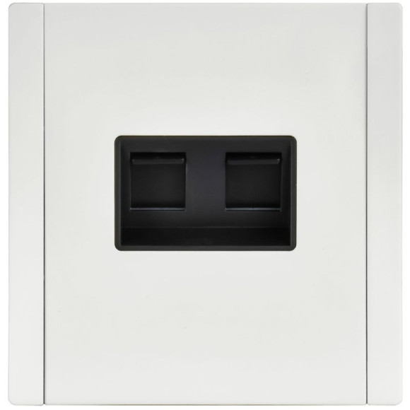 IEK FORTE&PIANO Розетка двойная RJ11+RJ45 кат.5E FP235M металл белый IEK, FP-KT20-O-1-M-K01