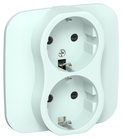 IEK FLITE Розетка 2-местная с заземлением с защитными шторками безвинтовое крепление 16А РСш12-1-А-ФлХЛ холодный лед IEK, FI-R24A-16-1-K94