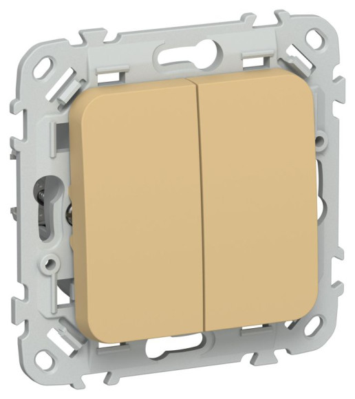 IEK FLITE Выключатель 2-клавишный кнопочный 10А ВС12-2-0-ФлШм шамуа IEK, FI-V24-0-10-1-K89