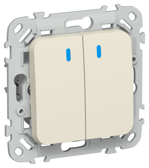 IEK FLITE Выключатель 2-клавишный кнопочный с индикацией 10А ВС12-2-1-ФлСл сливочный IEK, FI-V24-1-10-1-K86