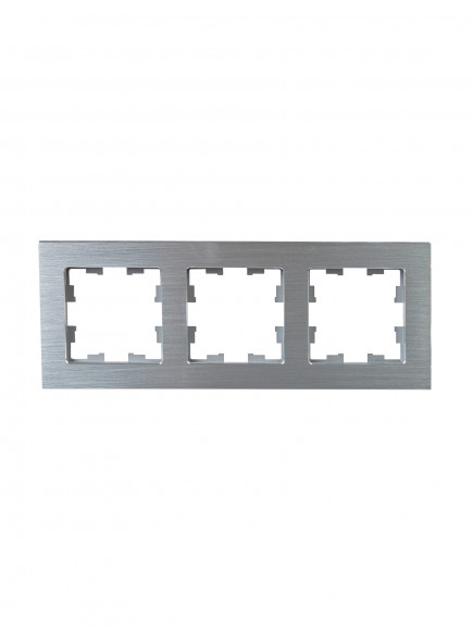 IEK BRITE Рамка 3 -местная РУ-3-1-БрА металл алюминий , BR-M32-M-K47