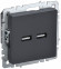 IEK BRITE Розетка USB A+A 5В 3,1А РЮ10-1-БрГ графит IEK, BR-U21-D31-K53