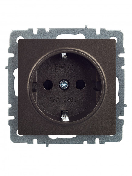 IEK BRITE Розетка 1-местная с заземлением с защитными шторками 16А РС14-1-0-БрТБ темная бронза , BR-R14-16-K45
