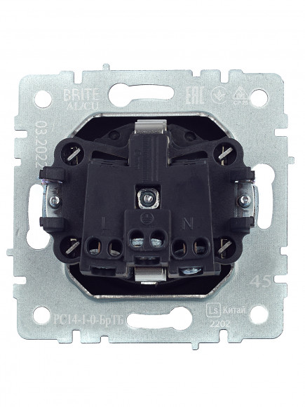 IEK BRITE Розетка 1-местная с заземлением с защитными шторками 16А РС14-1-0-БрТБ темная бронза , BR-R14-16-K45