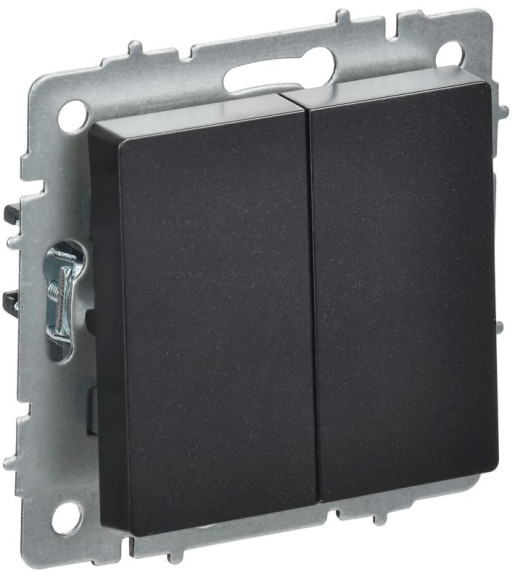 IEK BRITE Выключатель 2-клавишный перекрестный 10А ВС10-2-3-БрЧ черный IEK, BR-V23-0-10-K02