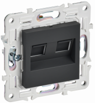 SKANDY Розетка компьютерная двойная RJ45 кат.6 SK-K04G графит , SK-K20-2-K53