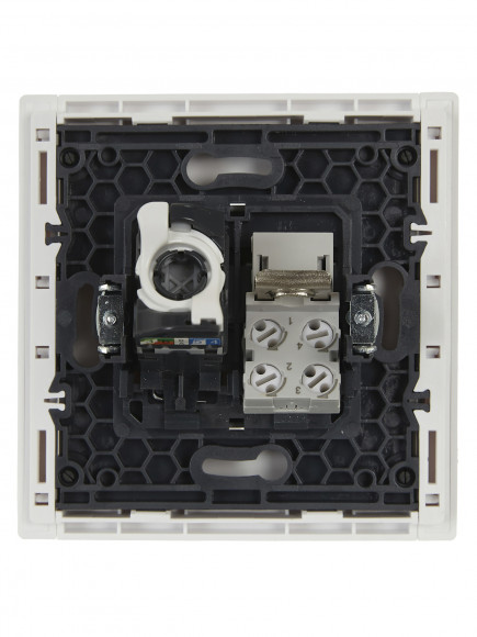 IEK FORTE&PIANO Розетка двойная RJ11+RJ45 кат.5E FP235 белый , FP-KT20-O-1-K01