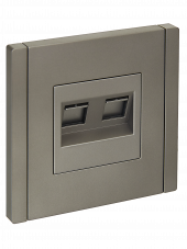 FORTE&PIANO Розетка компьютерная двойная RJ45 кат.5E FP533 сталь , FP-K20-1-K46