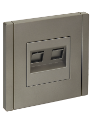 FORTE&PIANO Розетка компьютерная двойная RJ45 кат.5E FP533 сталь , FP-K20-1-K46
