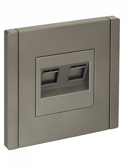 IEK FORTE&PIANO Розетка компьютерная двойная RJ45 кат.5E FP533 сталь IEK, FP-K20-1-K46