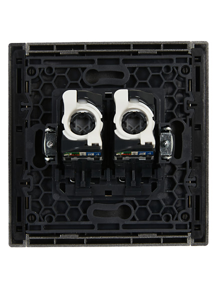 IEK FORTE&PIANO Розетка компьютерная двойная RJ45 кат.5E FP533 сталь , FP-K20-1-K46 IEK FORTE&PIANO Розетка компьютерная двойная RJ45 кат.5E FP533 сталь , FP-K20-1-K46