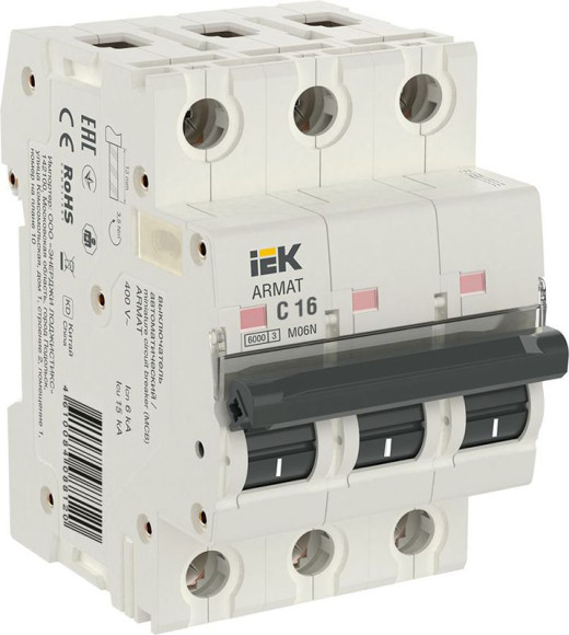 IEK ARMAT Автоматический выключатель M06N 3P C 16А IEK, AR-M06N-3-C016