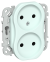 IEK FLITE Розетка 2-местная без заземления без защитных шторок безвинтовое крепление 10А РС02-1-ФлХЛ холодный лед IEK, FI-R20-10-1-K94