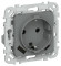 IEK FLITE Розетка 1-местная с заземлением с защитными шторками 16А с USB A+C 20Вт безвинтовое крепление РСЮшс11-1-ФлМА мокрый асфальт IEK, FI-R14-16-1-U22-020-K80