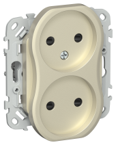 FLITE Розетка 2-местная без заземления с защитными шторками безвинтовое крепление 10А РСш02-1-ФлШ шампань IEK, FI-R23-10-1-K37