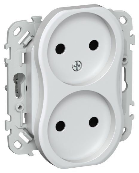 IEK FLITE Розетка 2-местная без заземления без защитных шторок безвинтовое крепление 10А РС02-1-ФлЖ жемчуг IEK, FI-R20-10-1-K36
