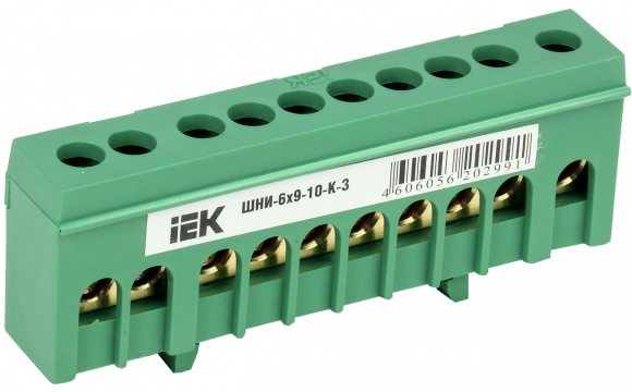 IEK Шина PE "земля" в корп изол на DIN-рейку ШНИ-6х9-10-К-З IEK, YNN10-69-10KD-K06