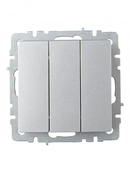 IEK BRITE Выключатель 3-клавишный 10А ВС10-3-0-БрА алюминий , BR-V30-0-10-K47