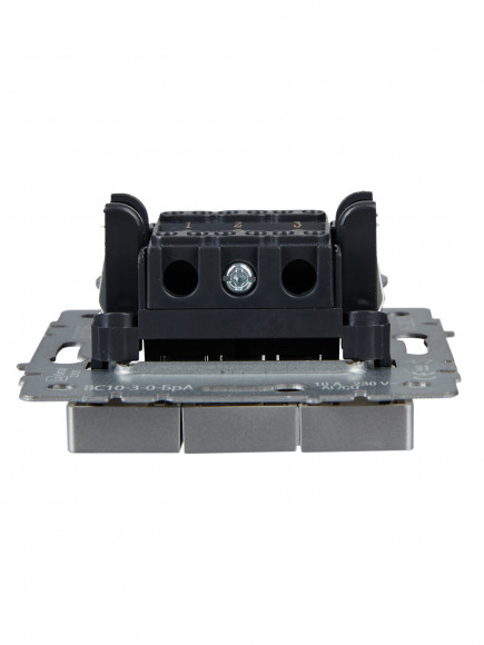 IEK BRITE Выключатель 3-клавишный 10А ВС10-3-0-БрА алюминий , BR-V30-0-10-K47